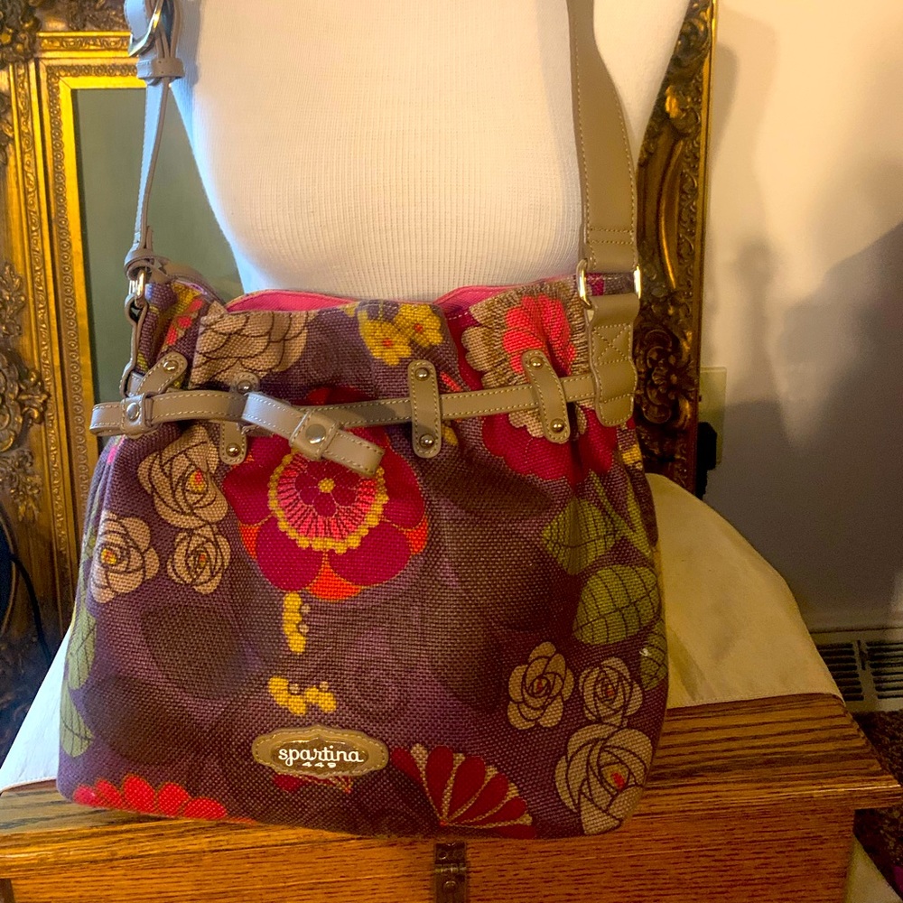 Spartina 449 Duffle/shoulder bag Hot pink and multi flowered